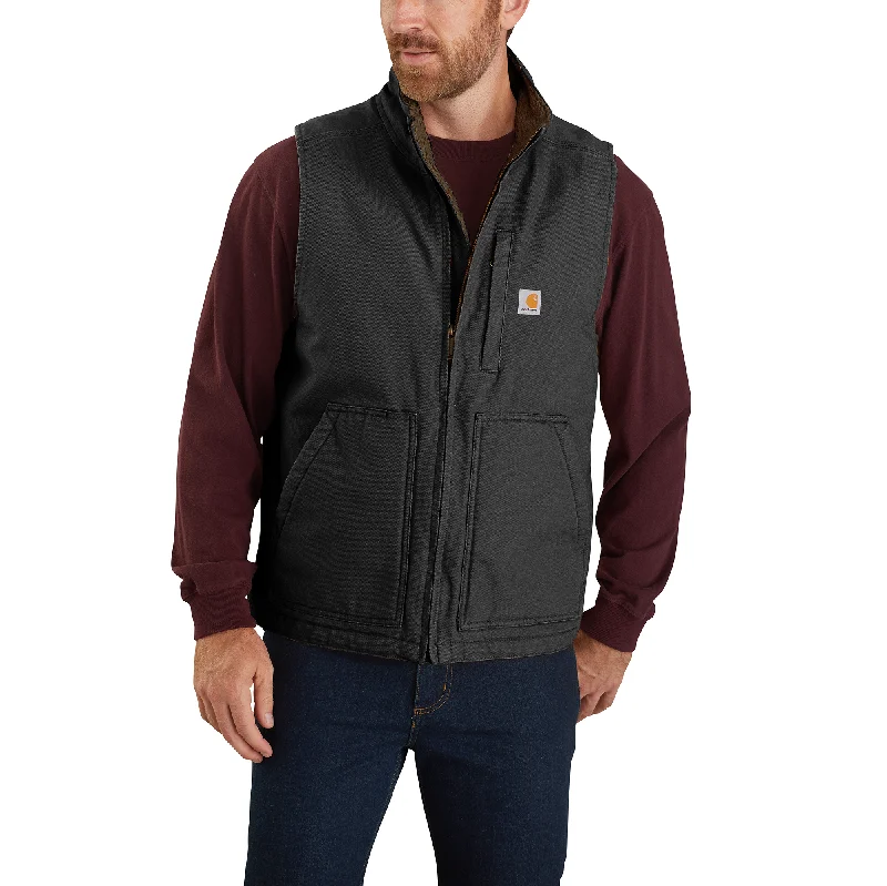 TIME-Limited Offer Carhartt Loose Fit Washed Duck Sherpa-Lined Mock-Neck Vest