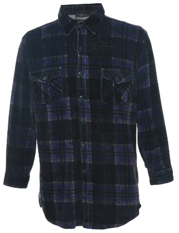 Hurry In Black & Blue Corduroy Plaid Shirt - M