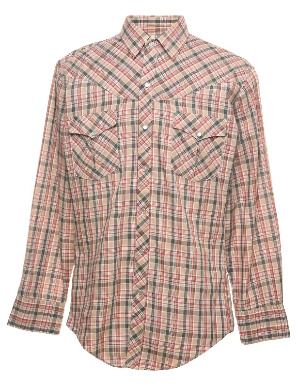 Brown & Maroon Classic Checked Shirt - L