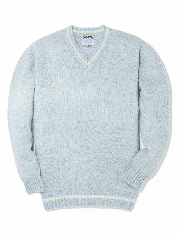 Unmissable Offer SHAGGY DOG V-NECK SWEATER LIGHT BLUE - TRIM FIT