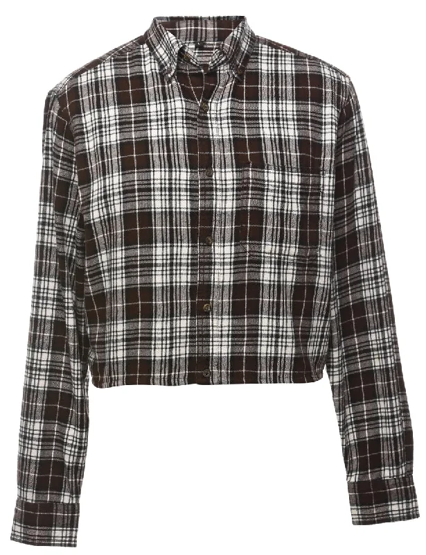 Online Exclusive Beyond Retro Reworked Cropped Long Sleeve Flannel Shirt - L