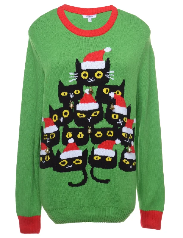 Savings Bonanza Beyond Retro Reworked Christmas Jumper With Bells - XL