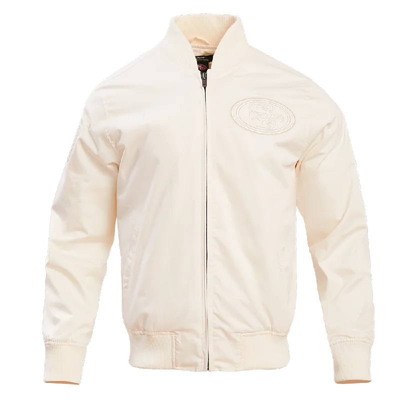 Act Fast NFL SAN FRANCISCO 49ERS NEUTRAL MEN'S TWILL JACKET (EGGSHELL)