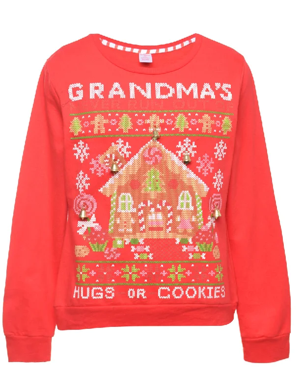 Year-End Clearance Beyond Retro Reworked Christmas Sweatshirt With Bells - M