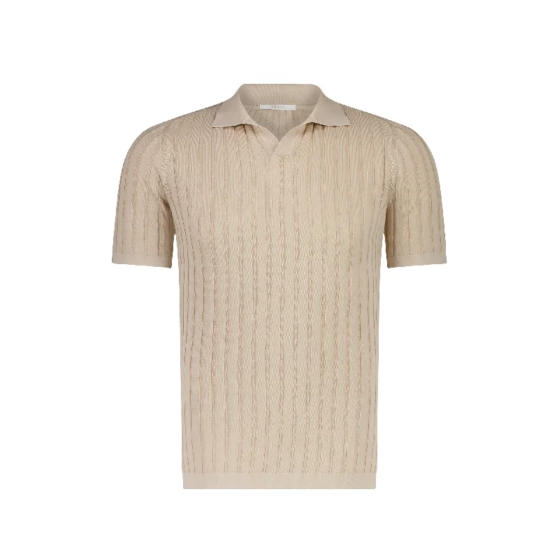 Closeout FRADI Short Sleeve Ribbed Polo BEIGE