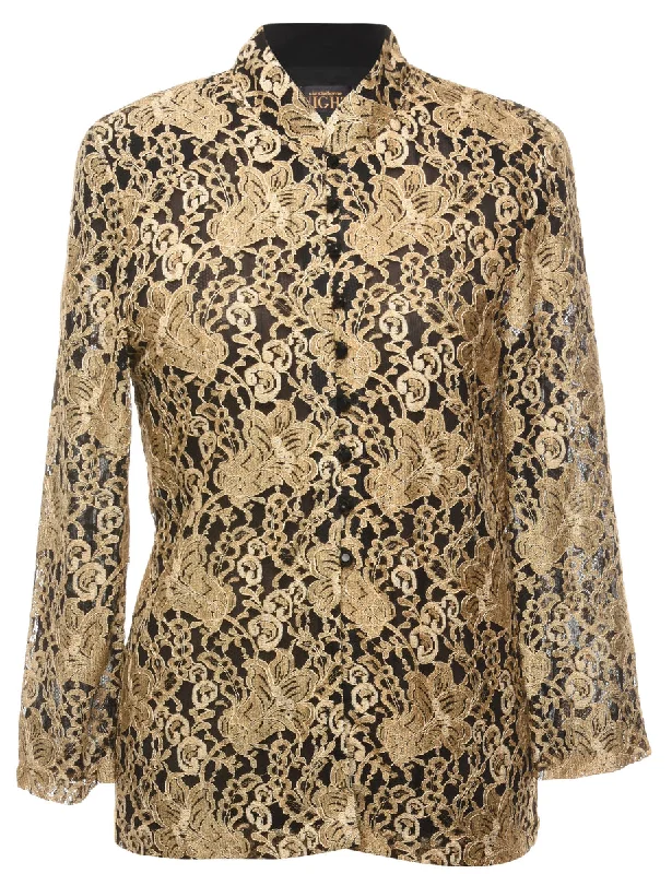 Price Rollback Black & Gold Floral Lace Jacket - M
