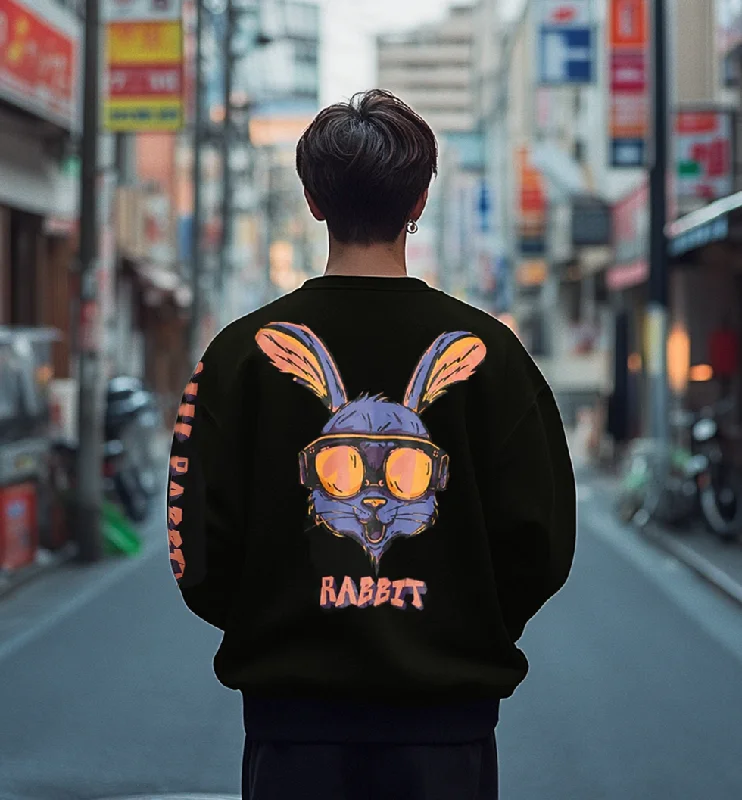 Rabbit Black Back Printed Regular Fit Jacket