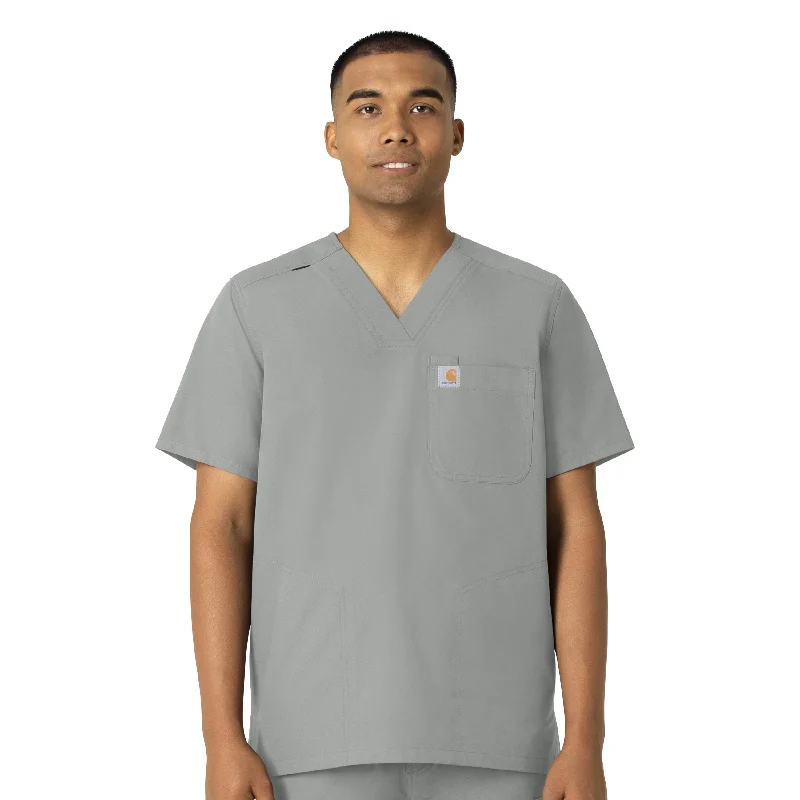Can't Miss Carhartt Force Essentials Men's V-Neck Shirttail Scrub Top - Grey