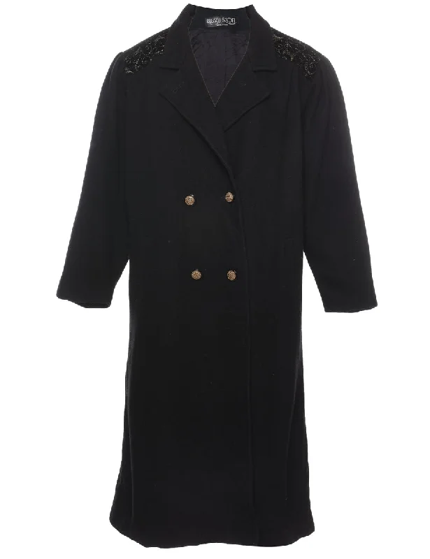 Black Wool Coat - L