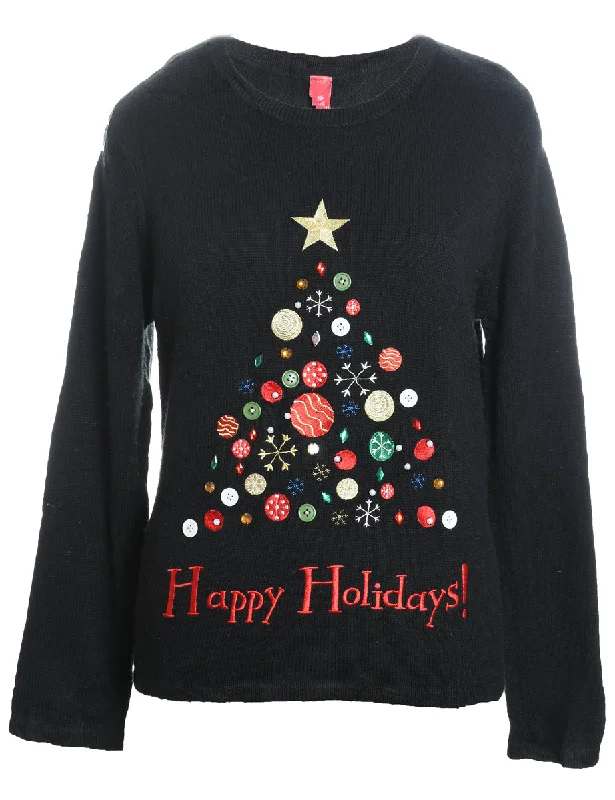 Weekend Savings Galore Black Christmas Jumper - L