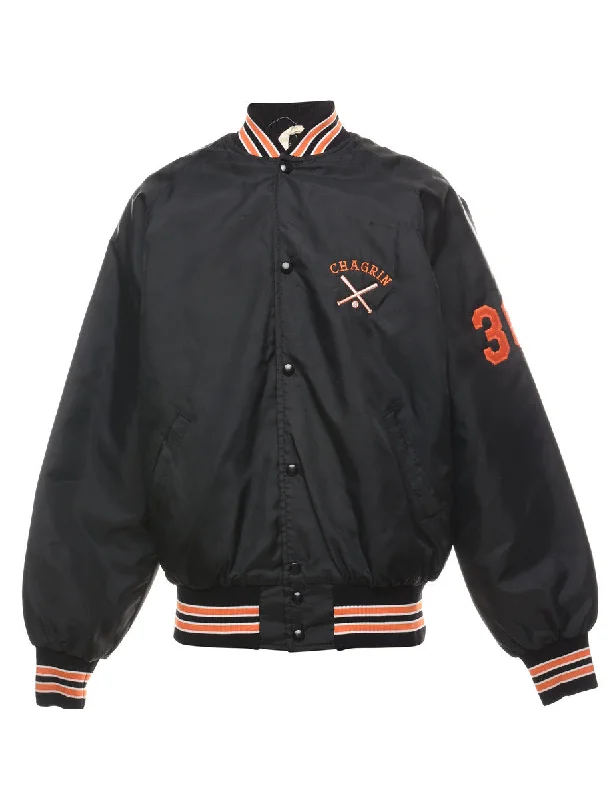 Blowout Deals Black & Orange Embroidered Bomber Jacket - L