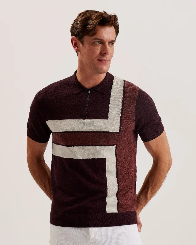 Deal Alert Ambler Ss T Colour Block Polo Maroon