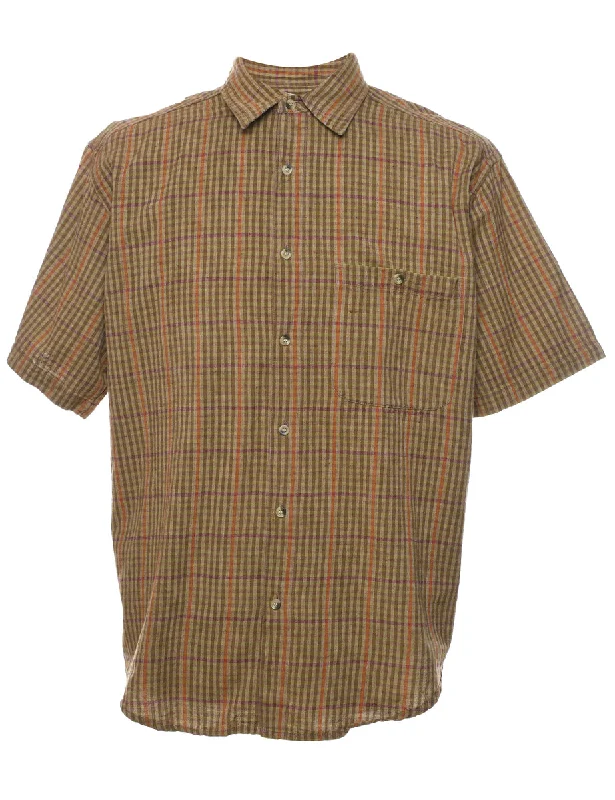 Brown Checked Shirt - L