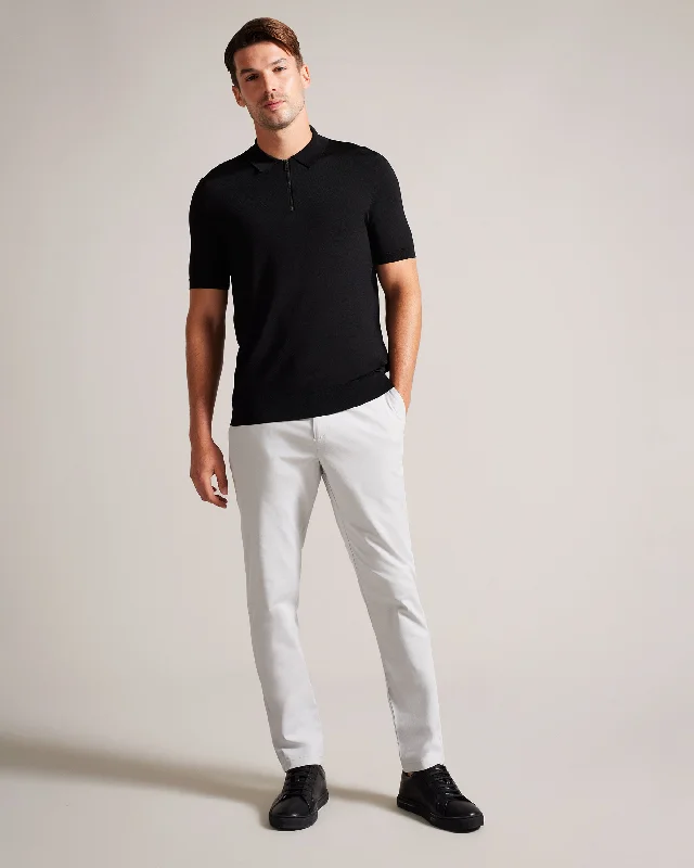 Super Sale Daldin Short Sleeve Rayon Zip Polo Shirt Black