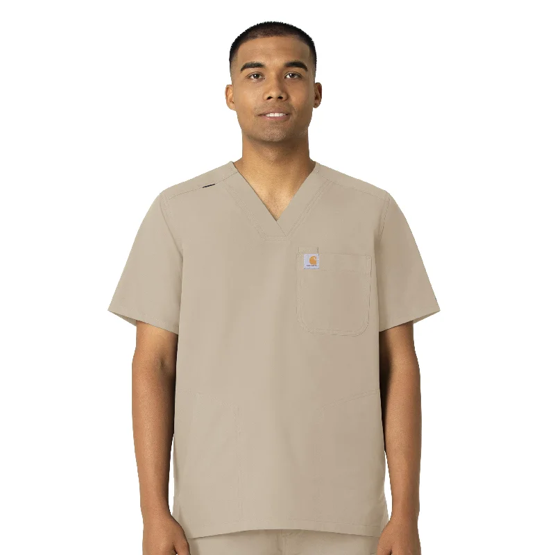 The Best Prices Carhartt Force Essentials Men's V-Neck Shirttail Scrub Top - Khaki