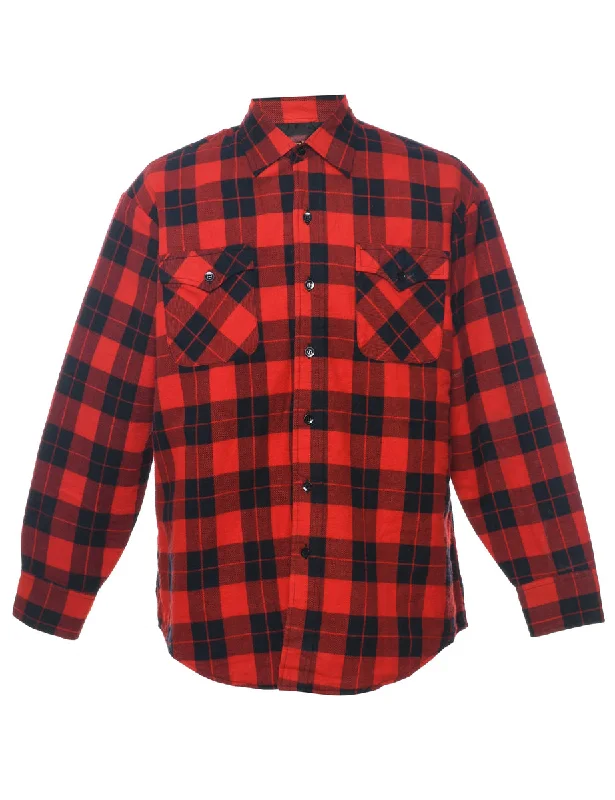 Act Now Black & Red Plaid Classic 1990s Shirt - L