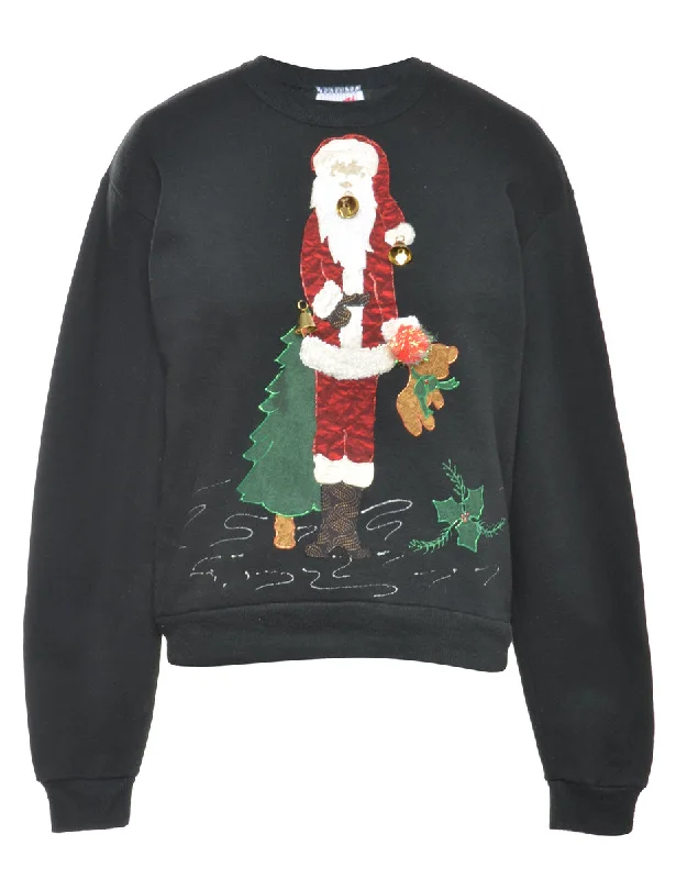 Can't Miss Beyond Retro Reworked Christmas Sweatshirt With Bells - M
