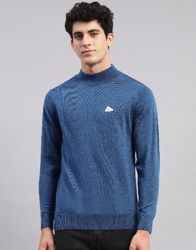 Weekend Deals That Sizzle Men Blue Solid T Neck Full Sleeve Sweaters/Pullovers