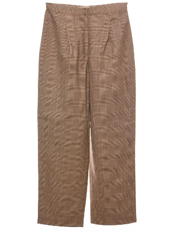 Brown Dogtooth Check Trousers - W28 L28