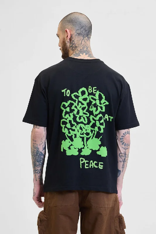 Weekend Savings Sensation Peace Black Oversized T-Shirt