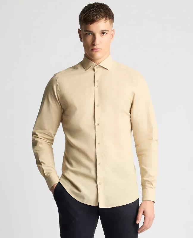 Tapered Fit Cotton Linen Mix Shirt