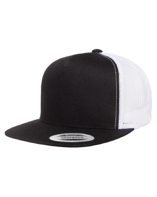 Yupoong Adult 5-Panel Classic Trucker Cap | Black/ White