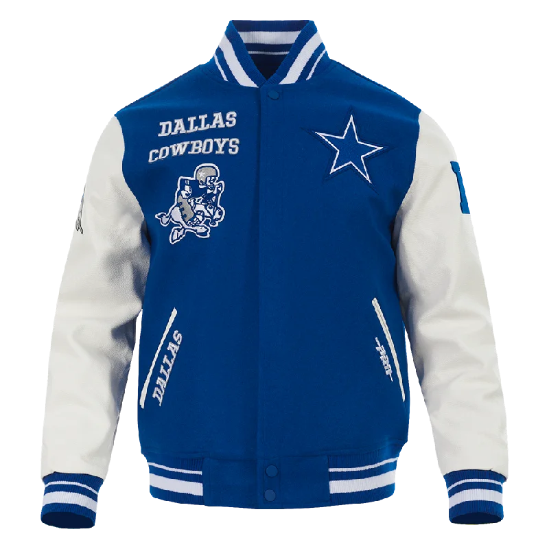 Deep Savings NFL DALLAS COWBOYS RETRO CLASSIC MEN'S RIB WOOL VARSITY JACKET (DODGER BLUE/WHITE) Deep Savings NFL DALLAS COWBOYS RETRO CLASSIC MEN'S RIB WOOL VARSITY JACKET (DODGER BLUE/WHITE)