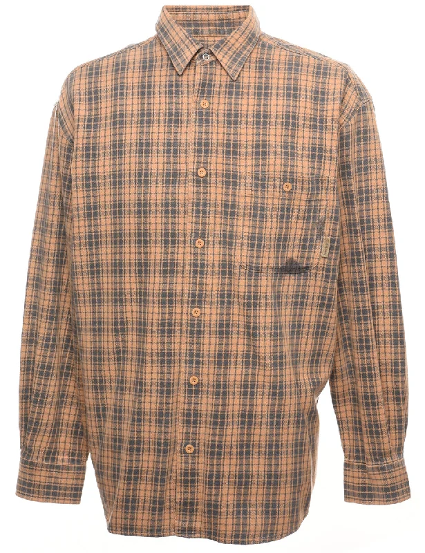 Brown & Beige Classic Flannel Shirt - L