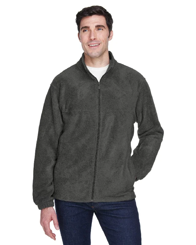 Harriton Mens Full-Zip Fleece | Charcoal