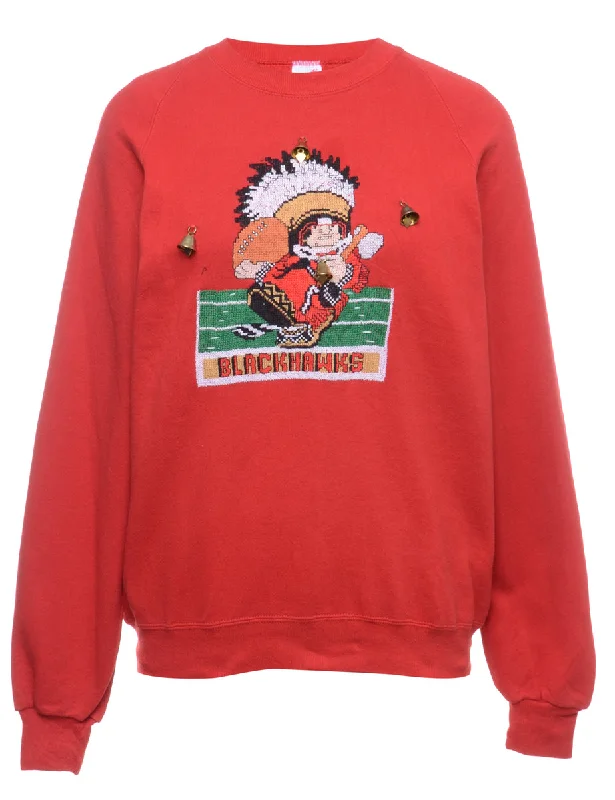 Daily Deals Beyond Retro Reworked Christmas Sweatshirt With Bells - XL
