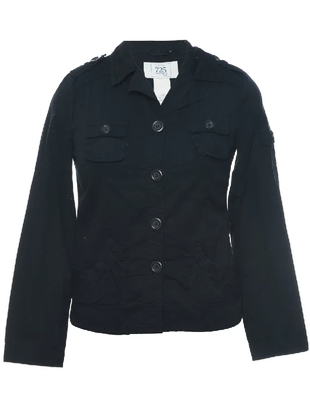 Button Front Black Jacket - L