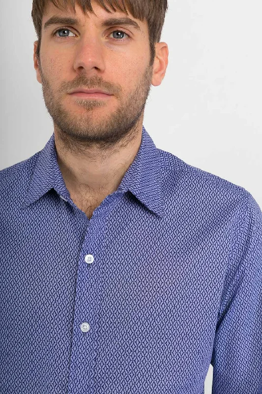Today Only Purple Lilac Print Cotton Slim Fit Mens Shirt Long Sleeve
