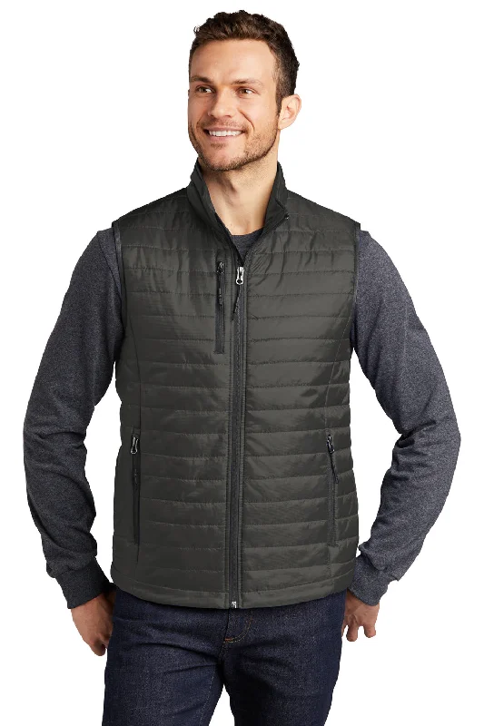 Port Authority Mens Water Resistant Packable Puffy Full Zip Vest - Sterling Grey/Graphite Grey