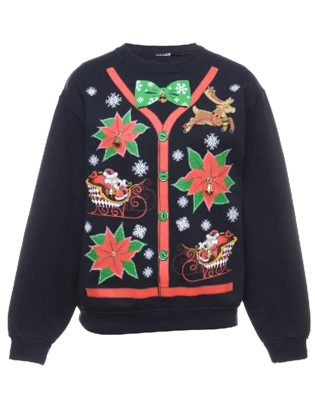 Stock Clearance Beyond Retro Reworked Christmas Sweatshirt With Bells - M