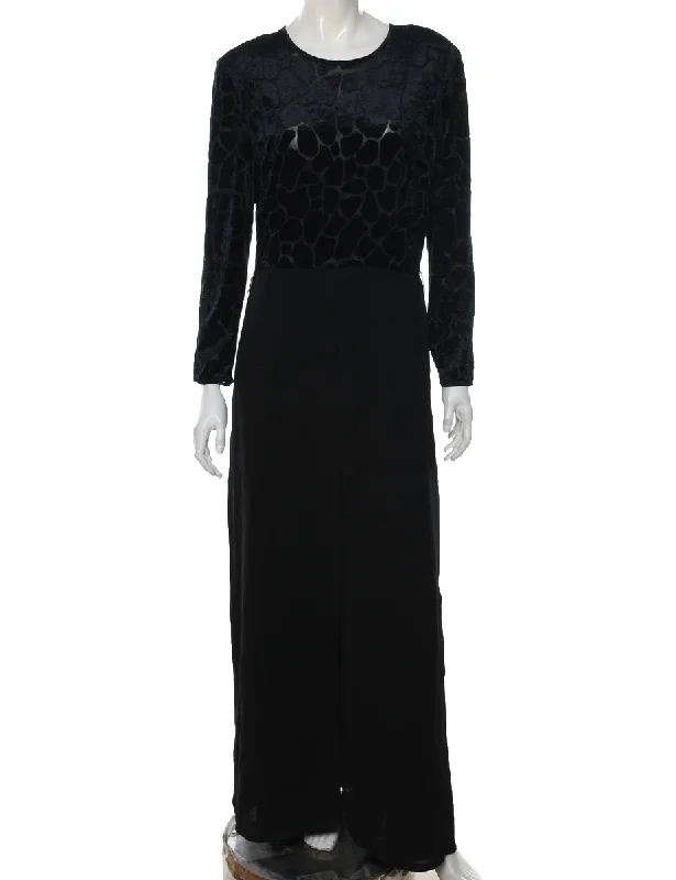 Flash Sale Black Flared Leg Devore Design Jumpsuit - L