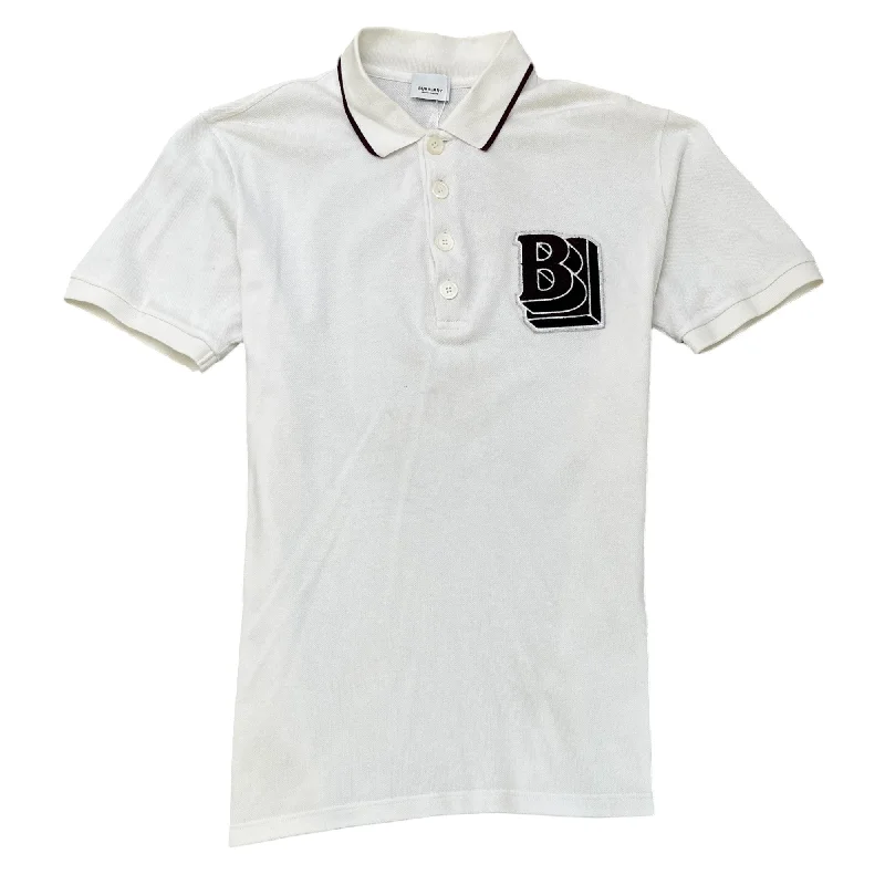 Men's Embroidered Logo Polo Shirt White Size M