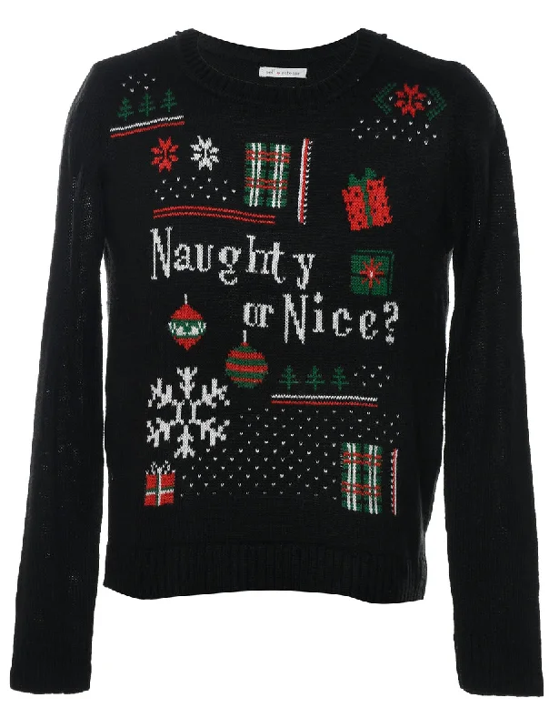 Weekend Savings Delight Black Christmas Jumper - L