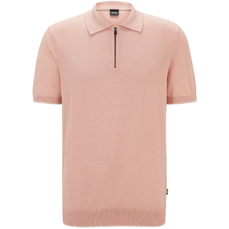 Trieste Regular Fit Linen Polo Open Pink - SU24