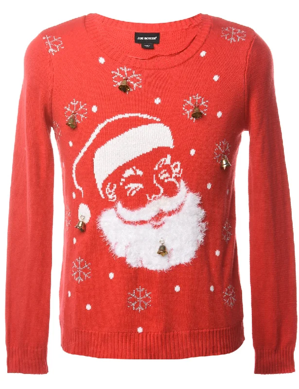 Friends and Family Sale Beyond Retro Reworked Christmas Jumper With Bells - L