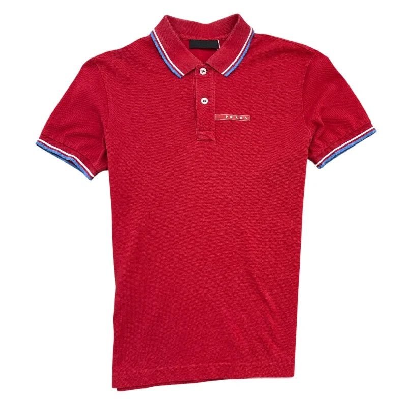 Early Bird Discount Men's Rubber Logo Polo Shirt Red Size S