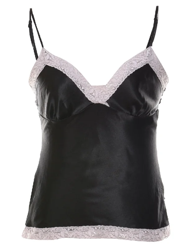 Savings Event Black & White Lace Trim Camisole - M