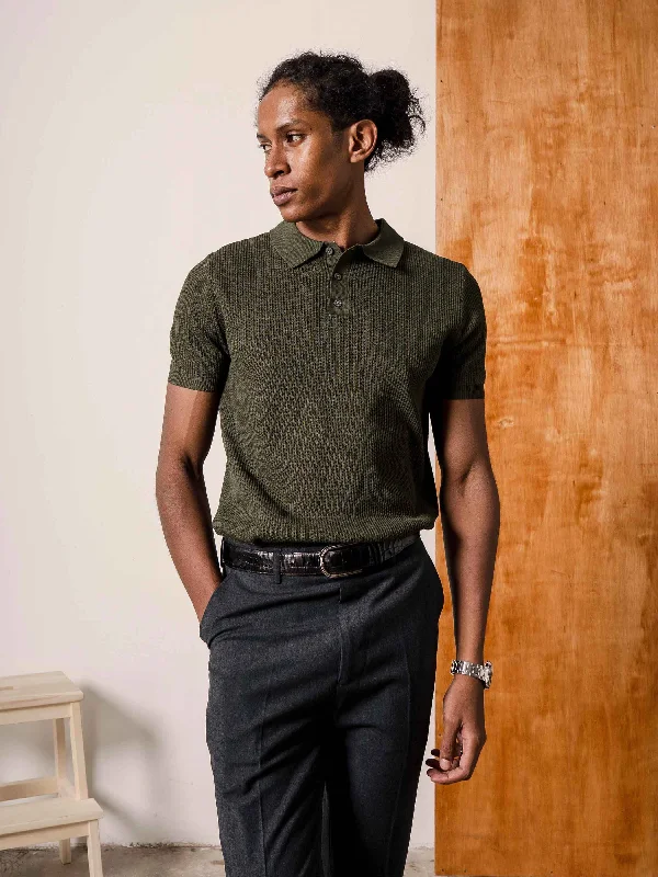 Weekend Offers That Tempt Antony Knit Polo Tee - Olive Green