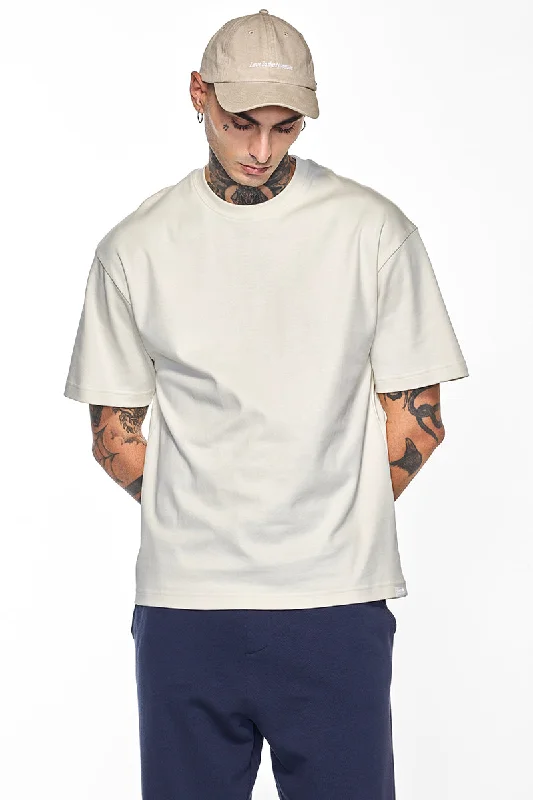 Final Markdown Core Lab Cream Solid Oversized Fit T-Shirt