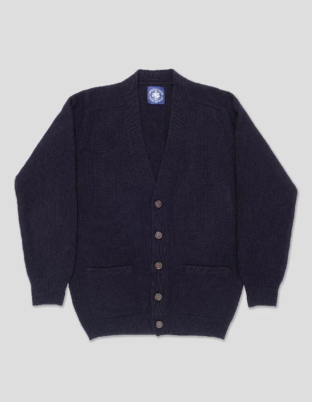 Price Drop LAMBSWOOL V NECK CARDIGAN - NAVY
