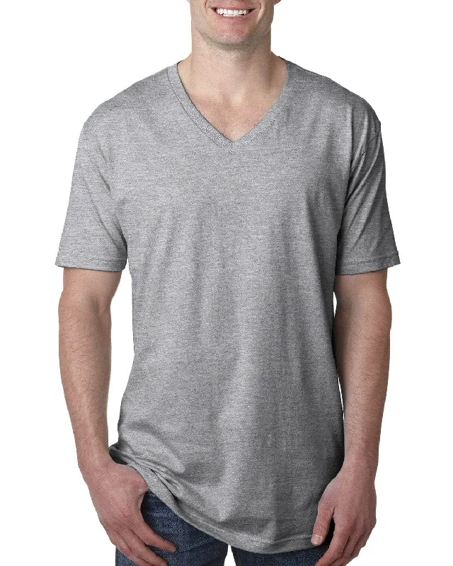 Hurry In Next Level Mens Short Sleeve V-Neck Tee | Heather Gray