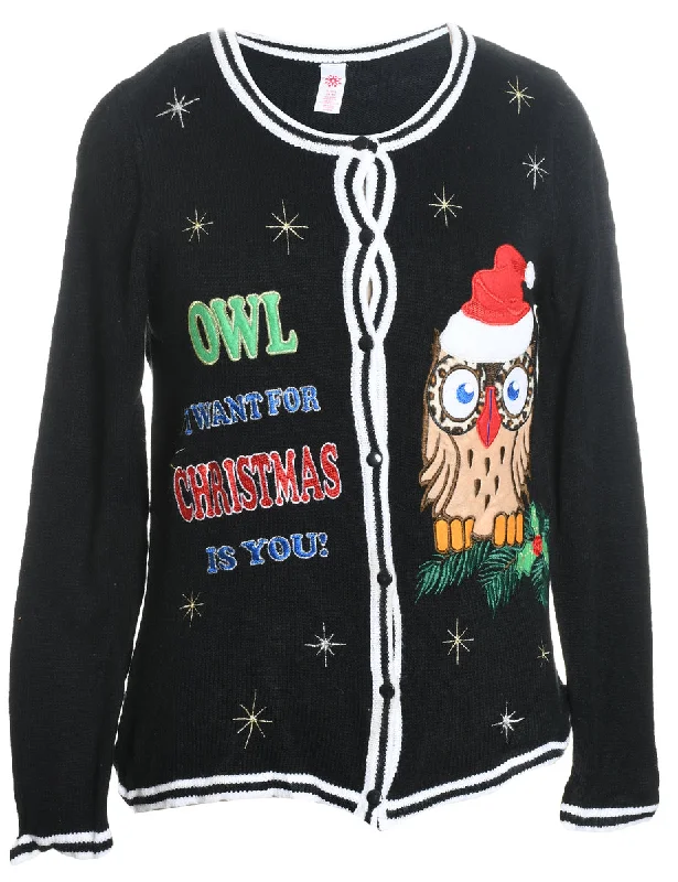 Weekend Savings Fiesta Black Christmas Cardigan - S