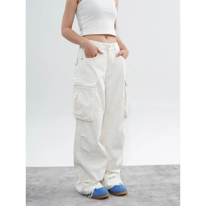 Shop and Save Drawstring Hem High Waist Cargo Pants
