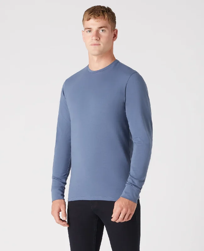 Shop and Save Tapered Fit Cotton-Stretch Long Sleeve T-Shirt
