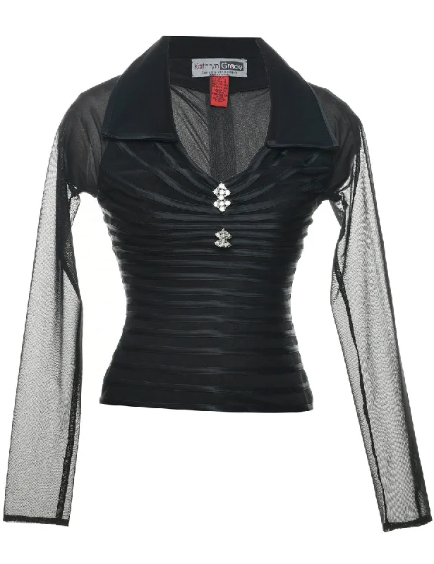 Super Bargain Black Evening Top - XS