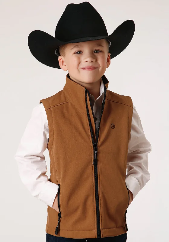 Now or Never Roper Boys Kids Caramel Polyester Softshell Vest XL